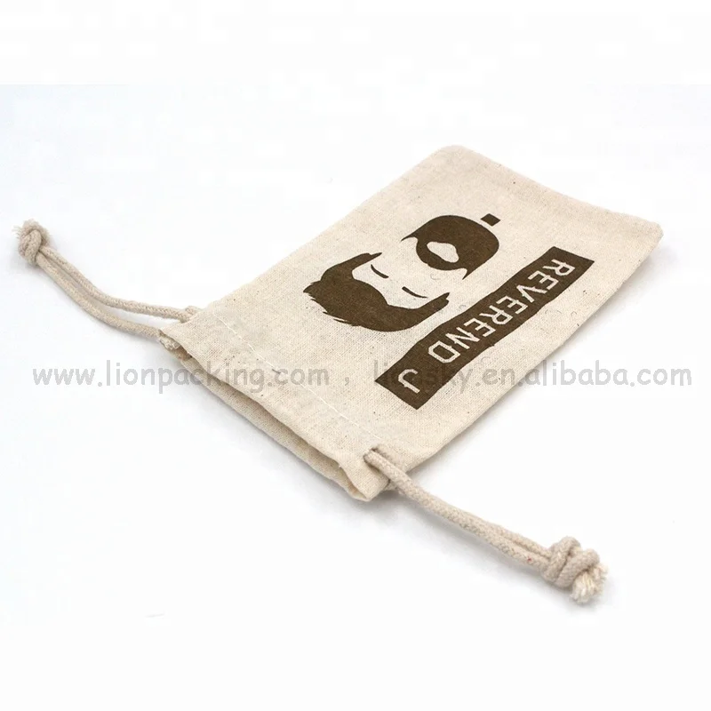 
Personalize custom logo small bag drawstring cotton wedding favor pouch 