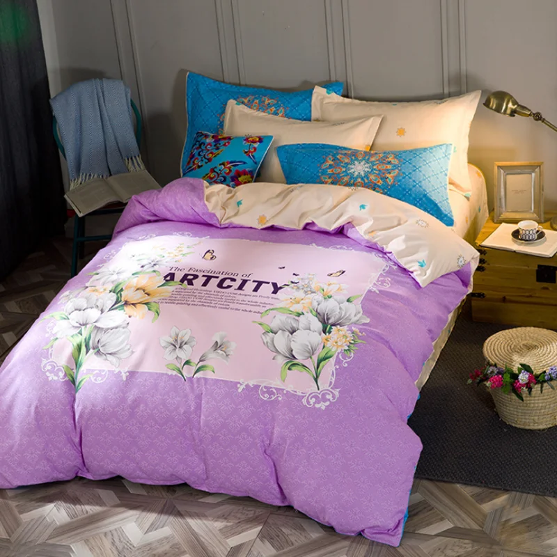 
European style kids cotton 4piece sheets quilt cover animal letter cartoon pattern crib baby bedding set 