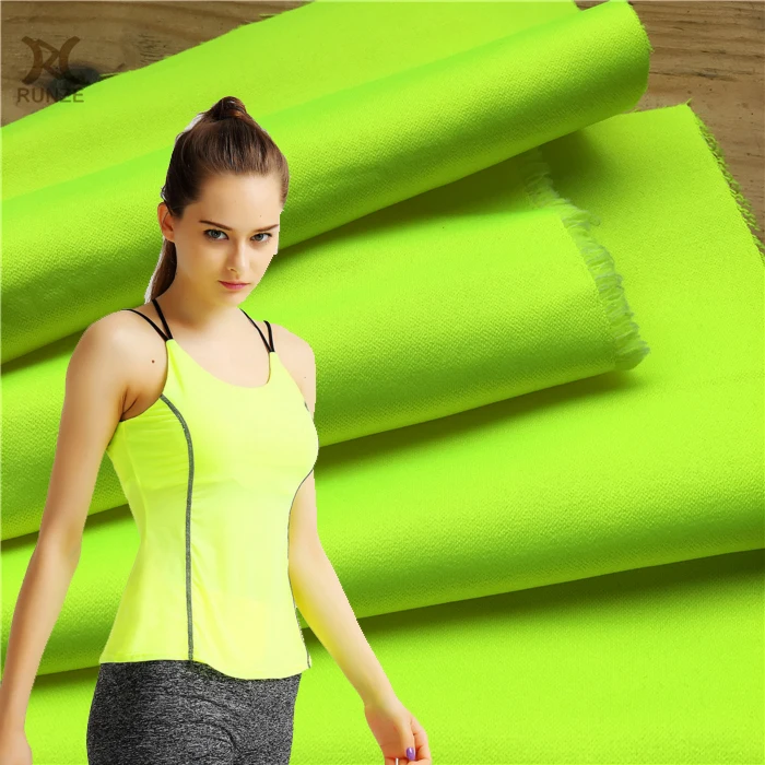 Heavyweight 80% Polyester 20% Cotton Blended Cotton Satin Fluorescent green Sports Vest Outdoor Wear TC Twill Fabric