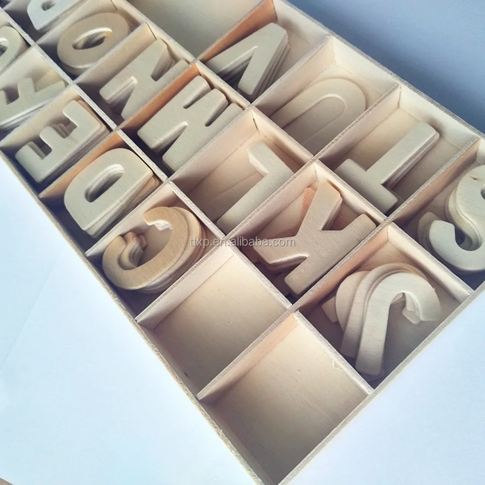 Wooden Letter and Sticker Box Set for Wood Crafts Wooden Boxes Wall Signs