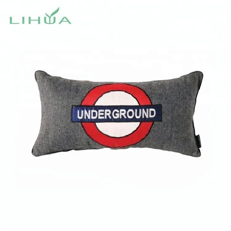 
Letter London Underground Gray Tweed Rectangular Pillow 