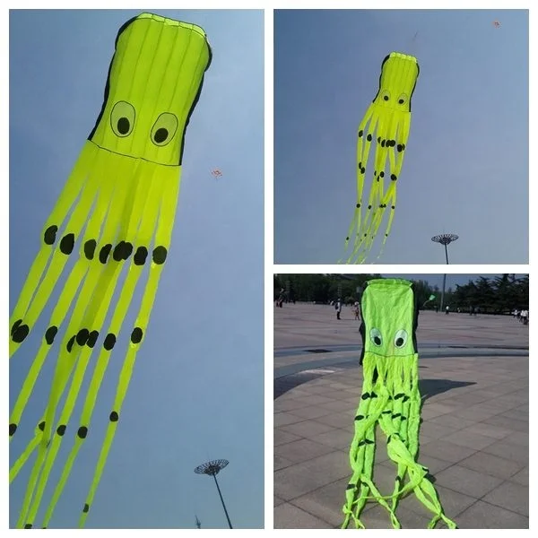 Chinese 8m flying  3D inflatable octopus big kite