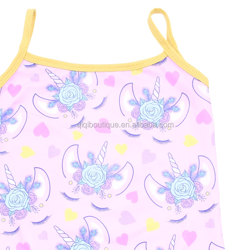 
2019 New Arrival Infant Apparel Clothing Unicorn Printed Camisole For Toddlers Double Ruffles baby girl Tops 
