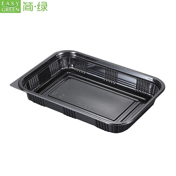 Easy Green Disposable Seafood Blister Frozen Shrimp Take Away Food Large Shallow Plastic Tray With Lids