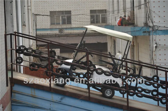 4 seater smart electric golf cart with folded windshield and soft top canopy