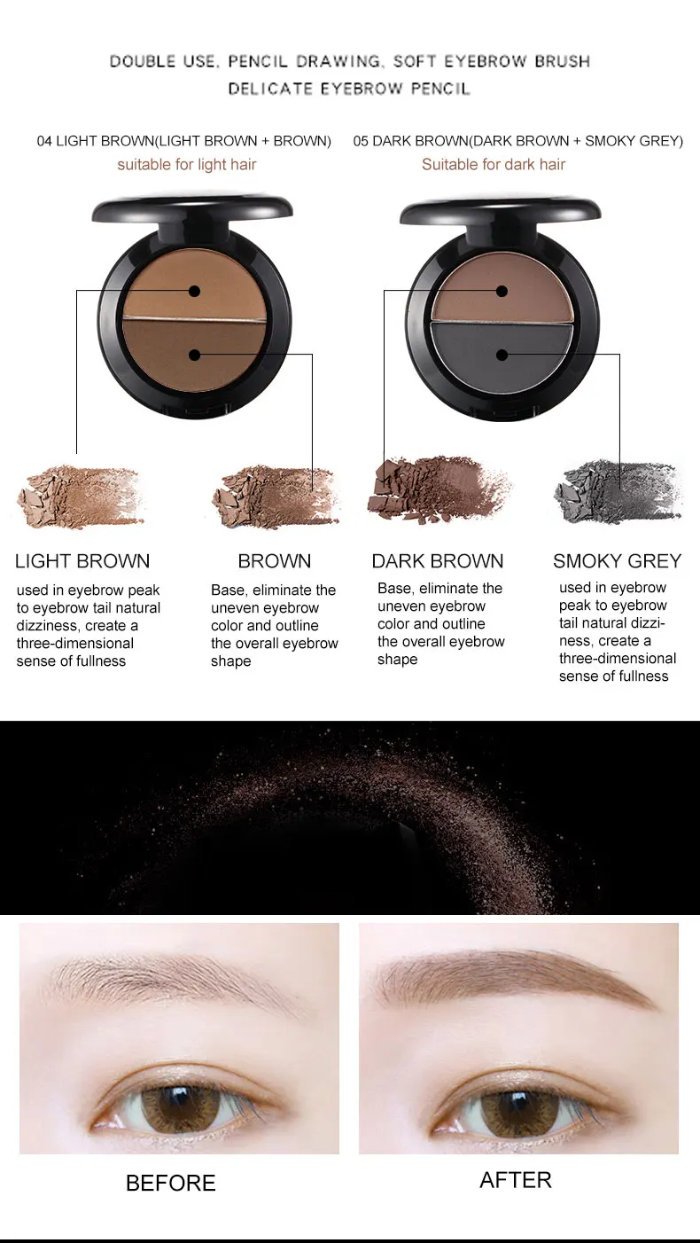 Eyebrow Powder 2 in 1 Eyebrow Makeup Brow Pressed Powder Eyebrow Powder Palette