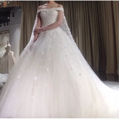 Новинка 2019, стильные свадебные платья с открытыми плечами, свадебное платье с длинным шлейфом WD6115