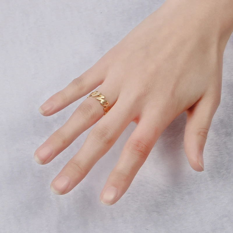 Custom Name Ring Personalized Gold Wedding Ring Engraved Your Name Jewelry Initials Open Ring