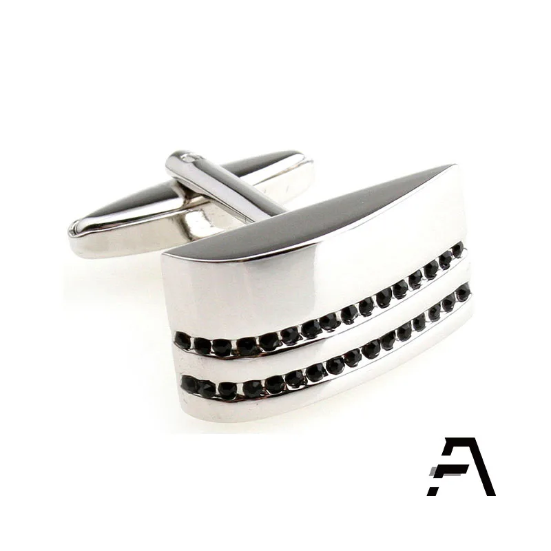 Мужские запонки из нержавеющей стали с кристаллами оптом