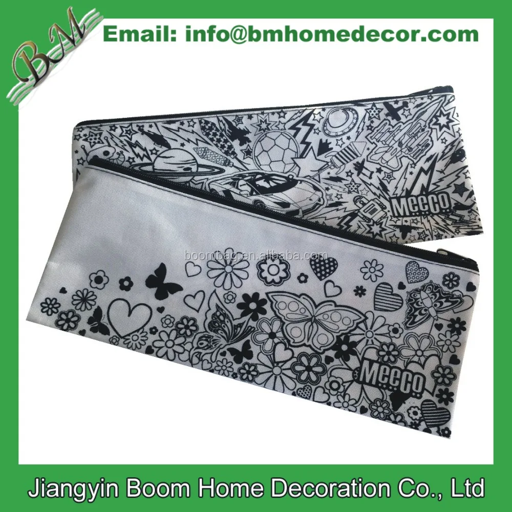 Цветите свой собственный пенал на молнии с маркерами из натурального хлопкового холста для творчества