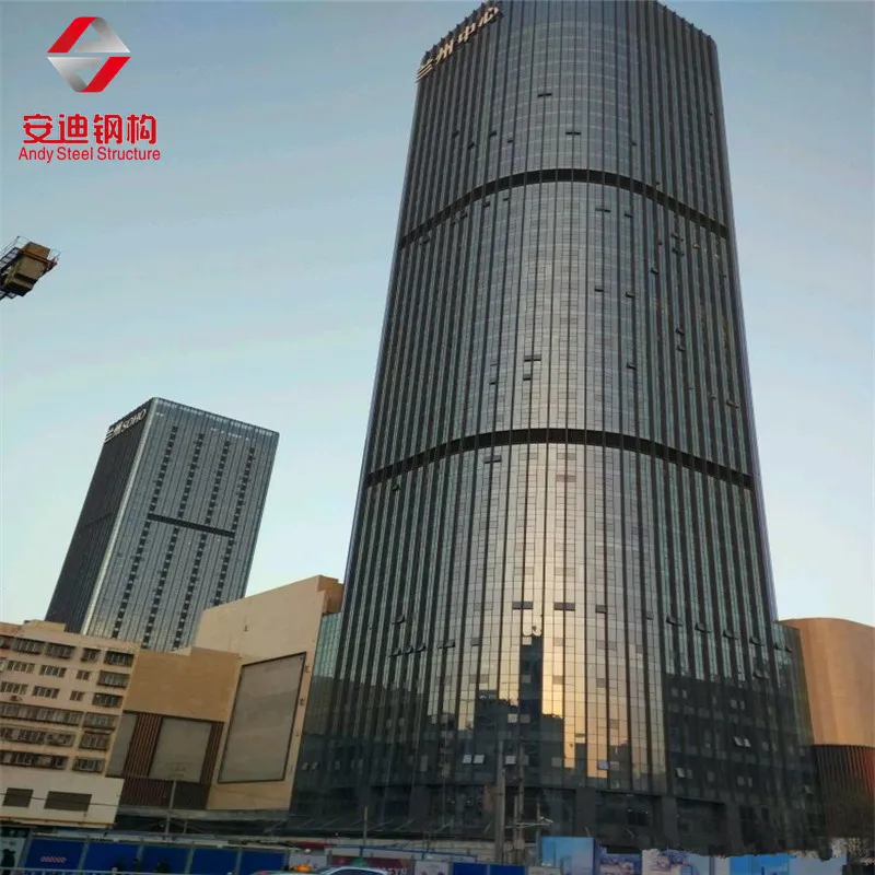 Высокая стальная конструкция, алюминиевая и стеклянная занавески для зданий