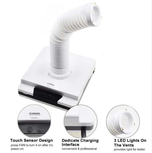 Nail Dust Collector, 60W Suction Dust Machine Vacuum Cleaner Nail Art Manicure Device with Touch Sensor Design