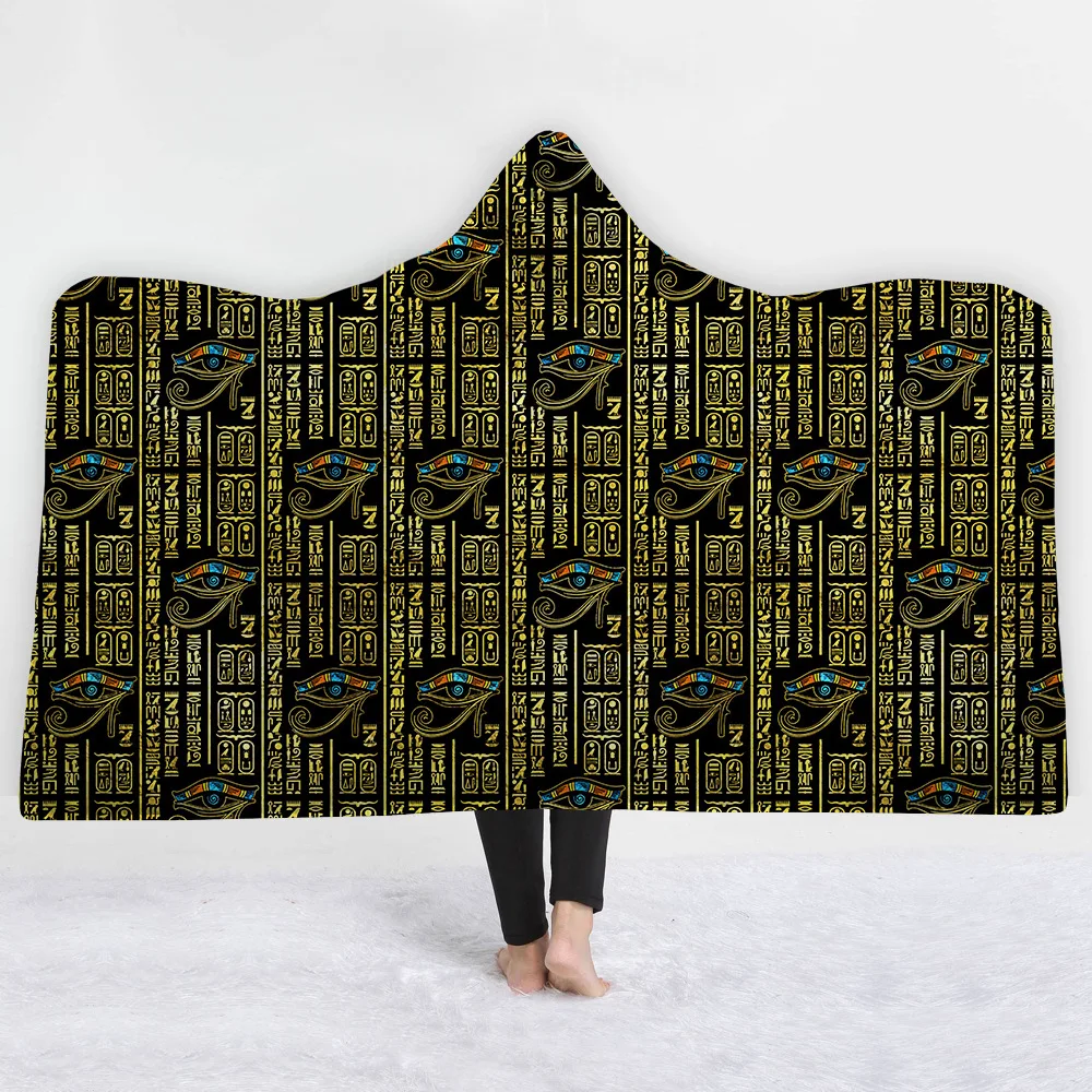 
Hot Sale Native American Flag Indian Native Blood Feather Headdress Hooded Blanket Comfortable Wearable Blanket 