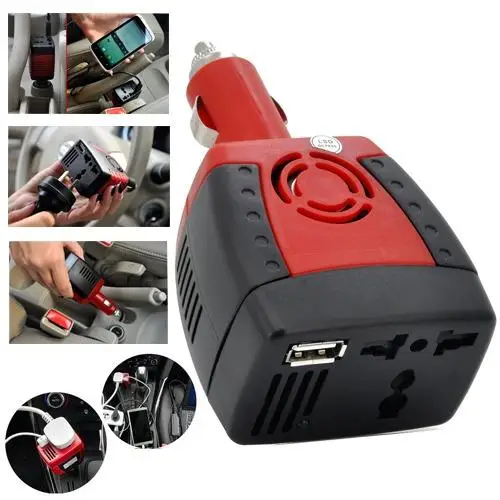 
150W Car Power Inverter DC 12V to AC 110V Car Converter, Modified Positive Sine Wave Drive with 1 USB Port 