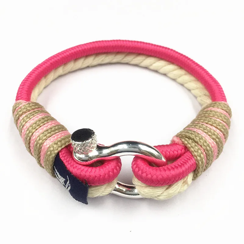 Online shop hot selling multi color cheap custom Shackle nautical rope bracelet men