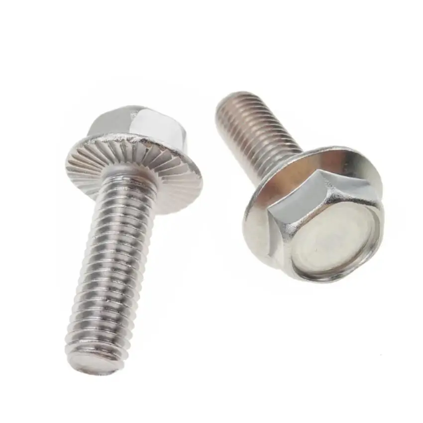 Hex Flange Head Screws with Serration M8 Stainless Steel Fastener