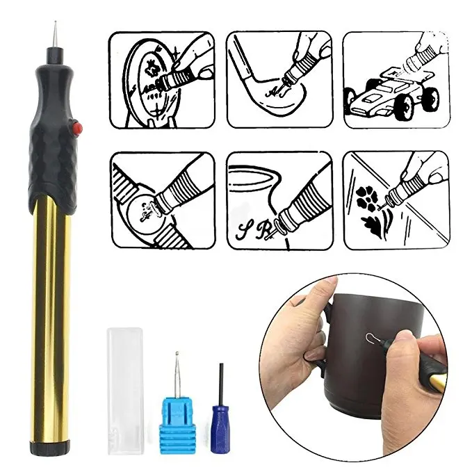 Electric Engraving Engraver Pen Carve Tool For DIY Jewellery Jewelry Metal Glass - (Cordless  Engraver with Diamond Tip