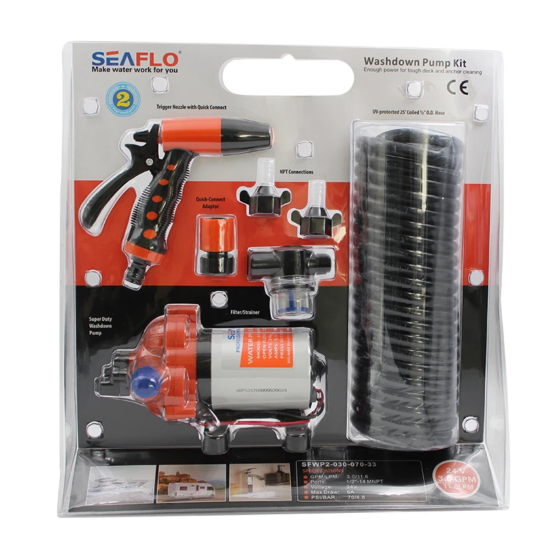 
DC Washdown Pump Kit For Marine Boat Car Caravan Vehicle Washer 5GPM 18.9LPM 70PSI /3GPM 11.6LPM 70PSI 