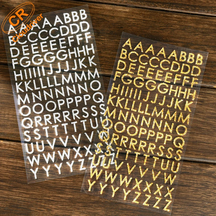 Customized Newest Cheap Paper / Puffy Alphabet Glitter Sticker For Children