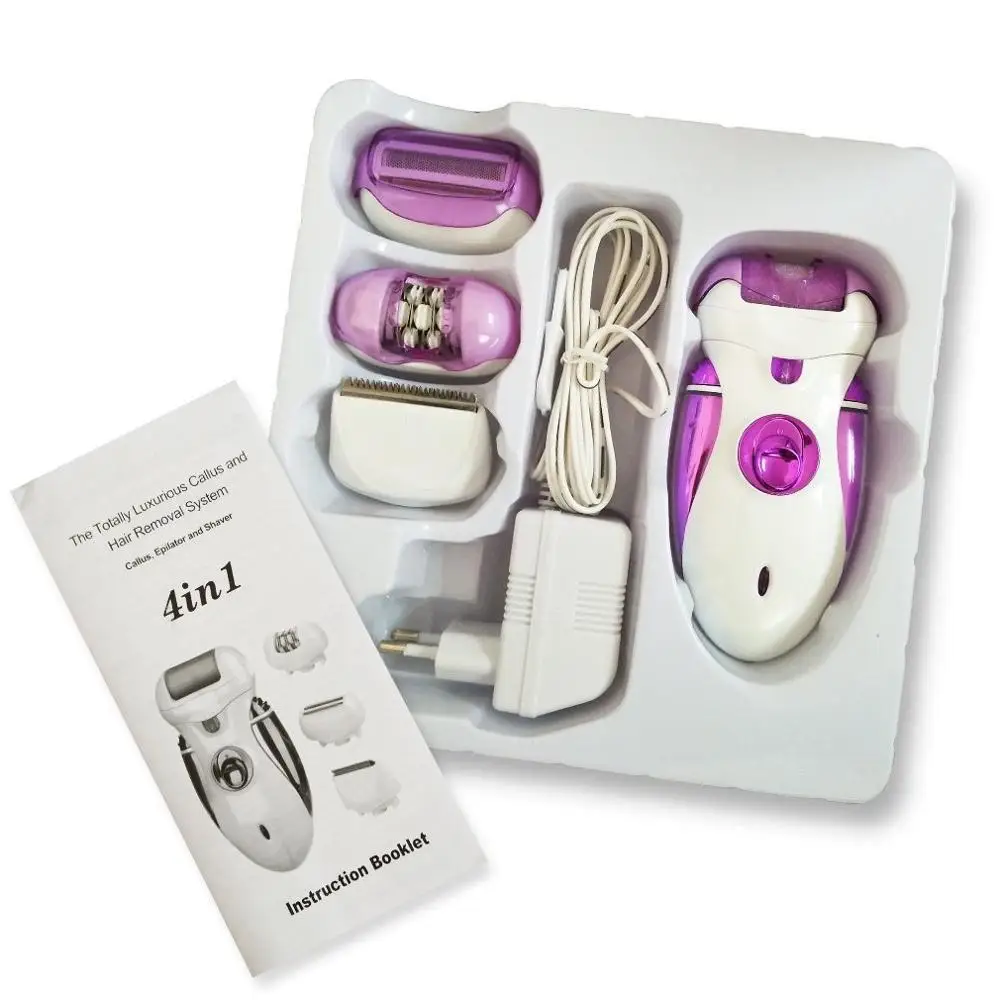 4 in 1 Rechargeable Callus Remover with Removable Head Hair Clipper/Lady Shaver and Epilator