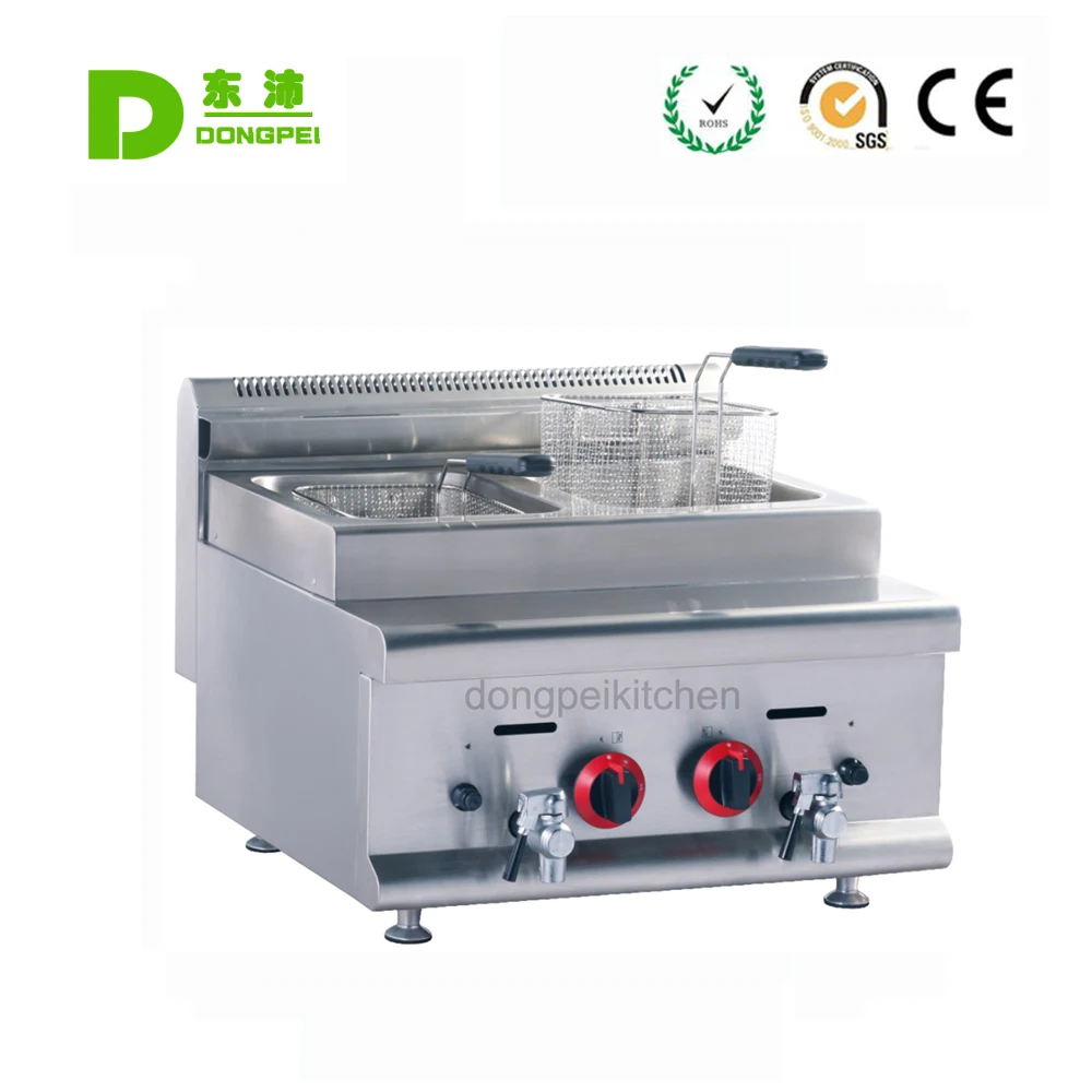 Commercial Restaurant Equipment Counter top Gas Chips Fryer/ Gas Deep Fryer/ 2 Tank 2 Basket Gas Fryer For Kitchen