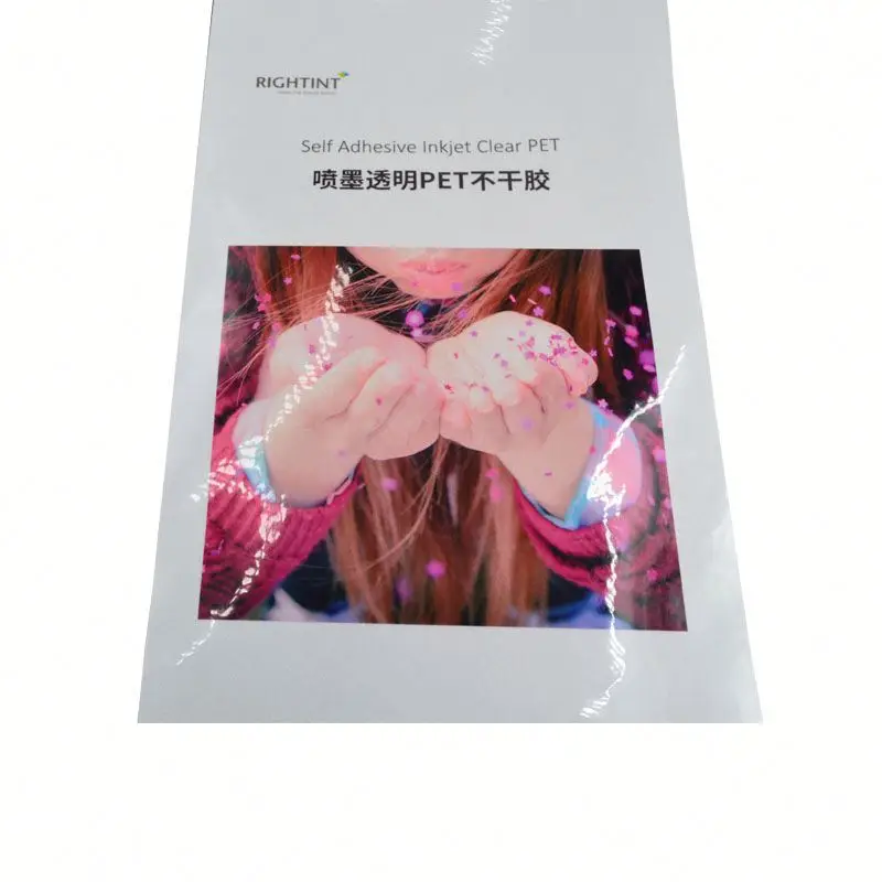 Self Adhesive Inkjet Clear PET Media Printable Plastic Photovoltaic Film Transparent Casting Water Soluble Soft