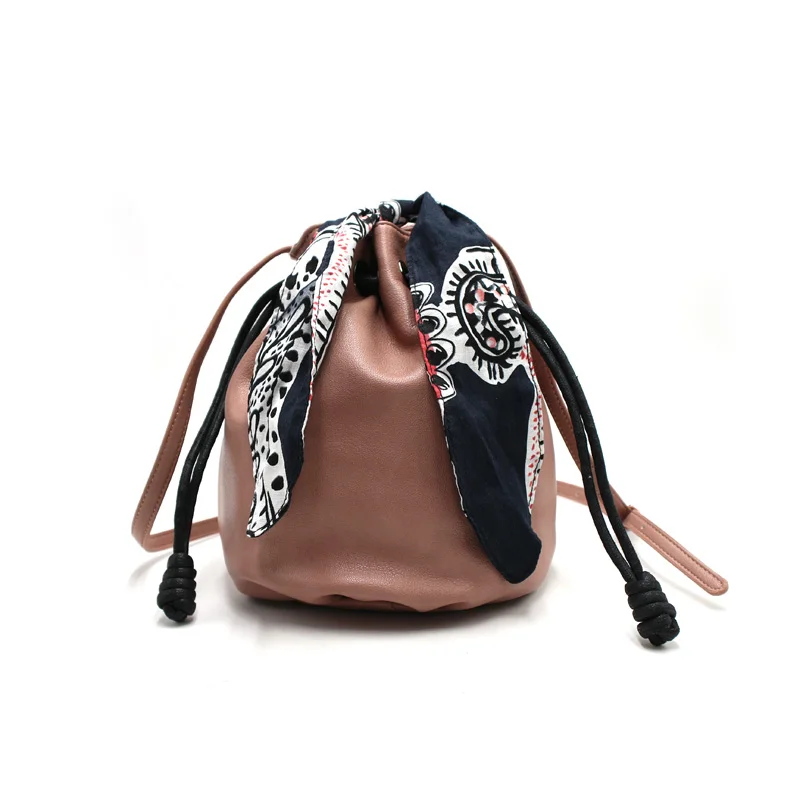 2024 fashion vintage bucket pu leather handbag Custom tote Bags women shoulder bag online shopping factory