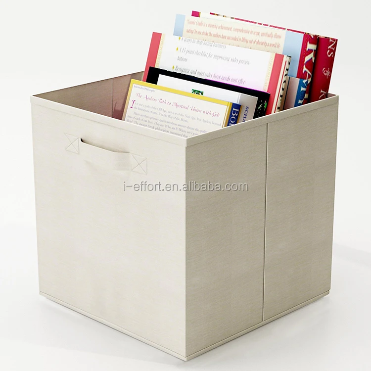 Foldable Fabric Storage Boxes Organizer Bins - 6 Beige Cubes Baskets