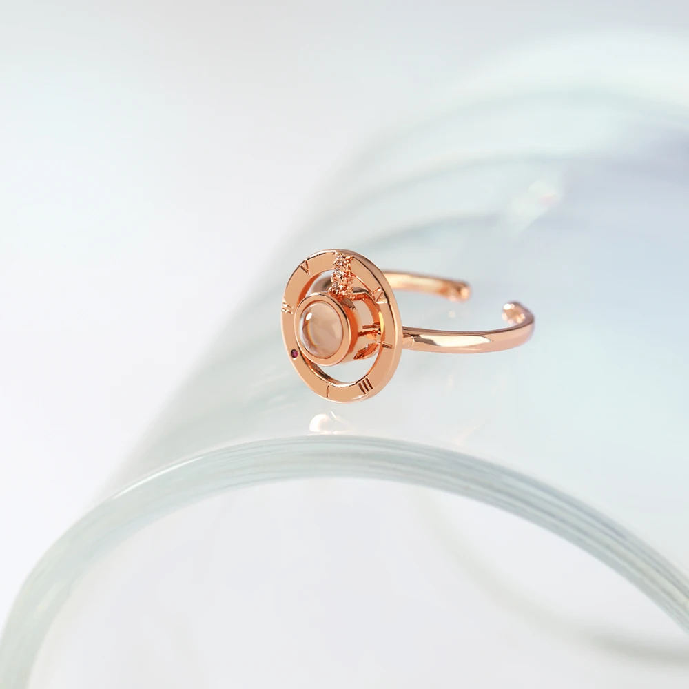 New coming unique design copper ring 100 languages I love you projection design ring