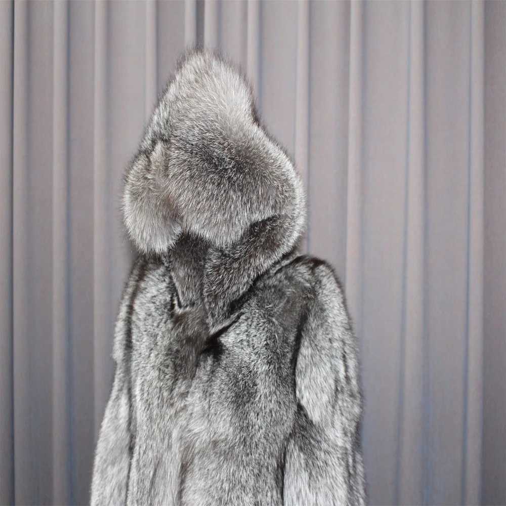 2019 Fashion style silver fox fur coat