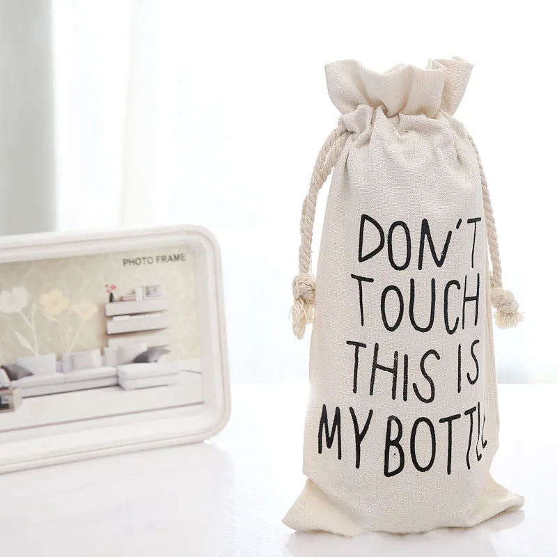 Wholesale Single bottle Bags Cotton fabric Wine Bottle Bag Canvas Cotton Water bottle Drawstring bags