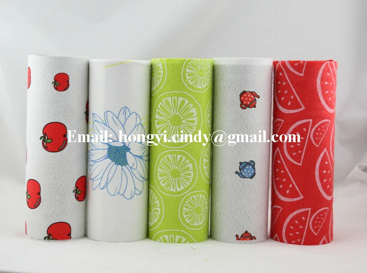 Perforated tear off viscose/polyester super absorbent nonwoven fabric printed kitchen cleaning cloth rolls