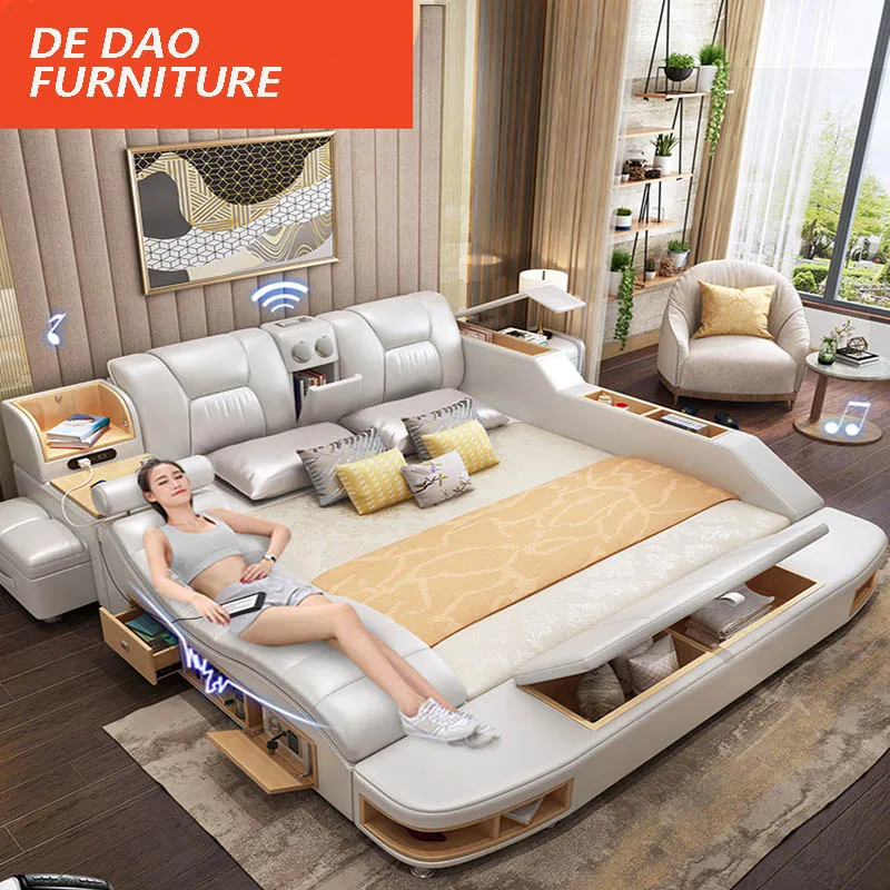 Fashion design Modern multifunctional bed with storage music massage bed bedroom furniture bed general use set furniture