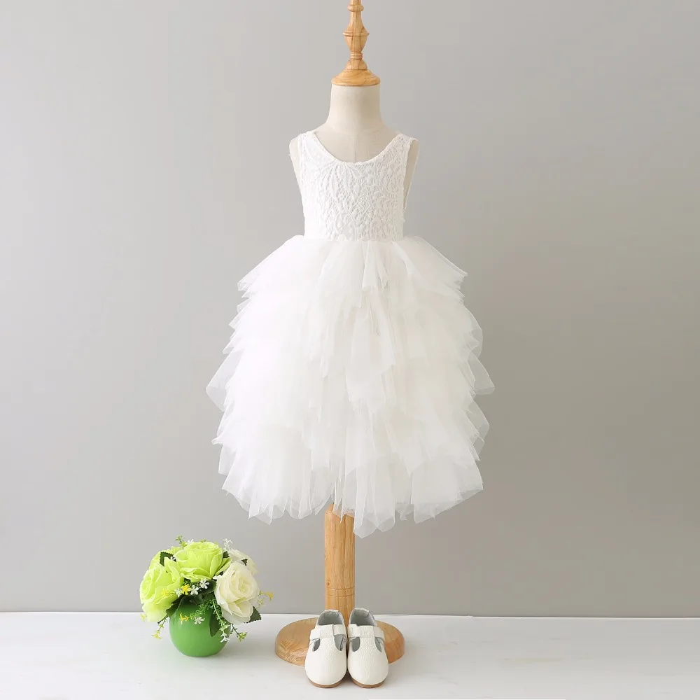 High quality wholesale fancy plain white lace tutu skirts dress for baby girl