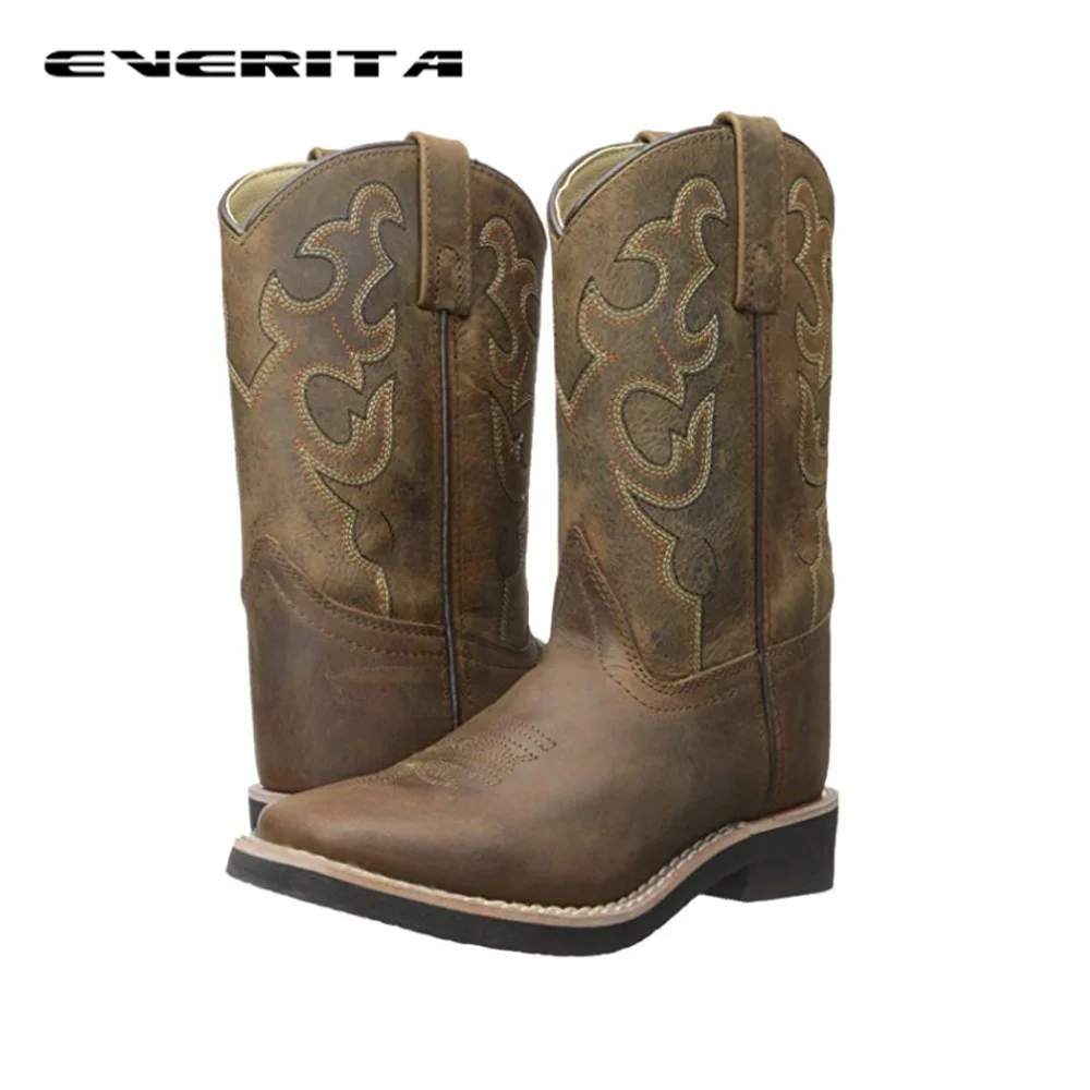 Hot-sale Waterproof Wide Square Toe Horse Boots Brown Cowboy Boot For Men