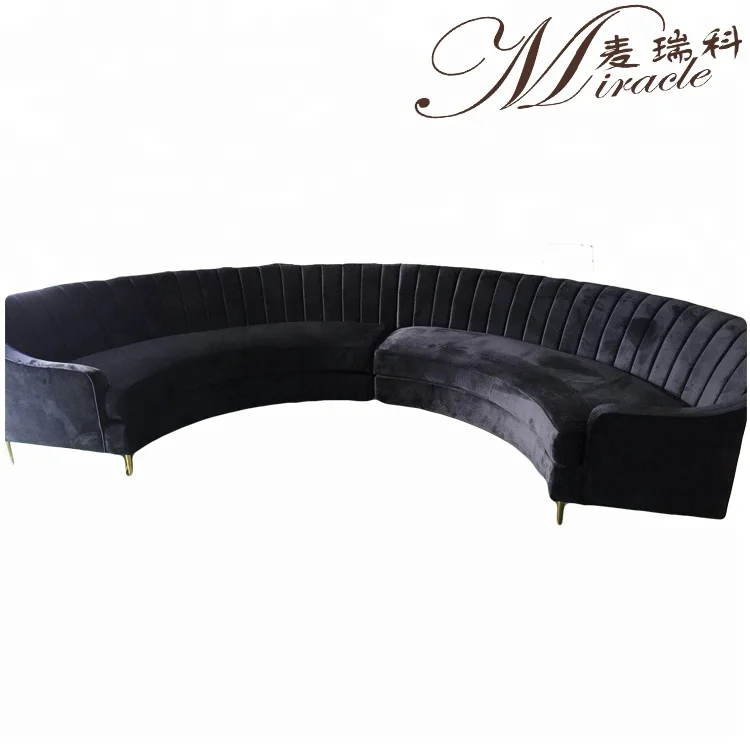 Cheap Modern Leisure  Club C style sectional Long sofa Hotel lobby round chesterfield velvet couch
