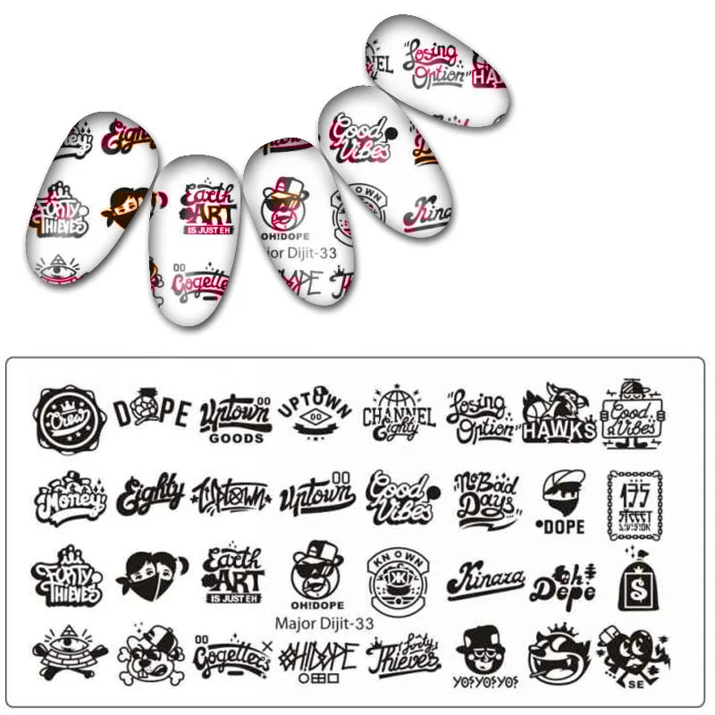 High Quality Major Dijit Series rectangle metal Nail design stamping plate for nail art