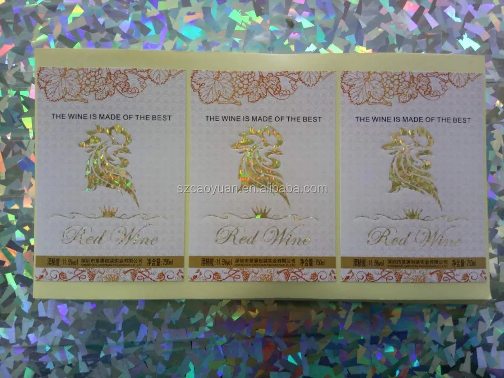 Wine Beverage Bottle stamping Labels gold stamping gold blocking stickers
