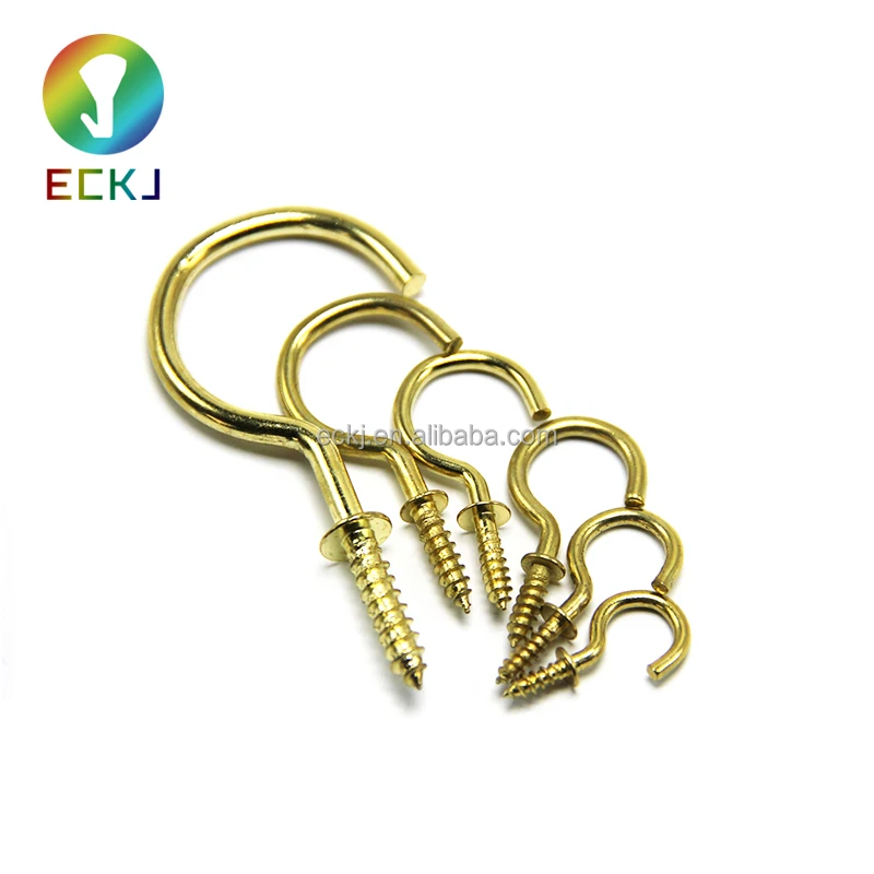 ECKJ WenZhou Factory Direct Price copper screw hooks Brass hook cup screw Cup Hooks