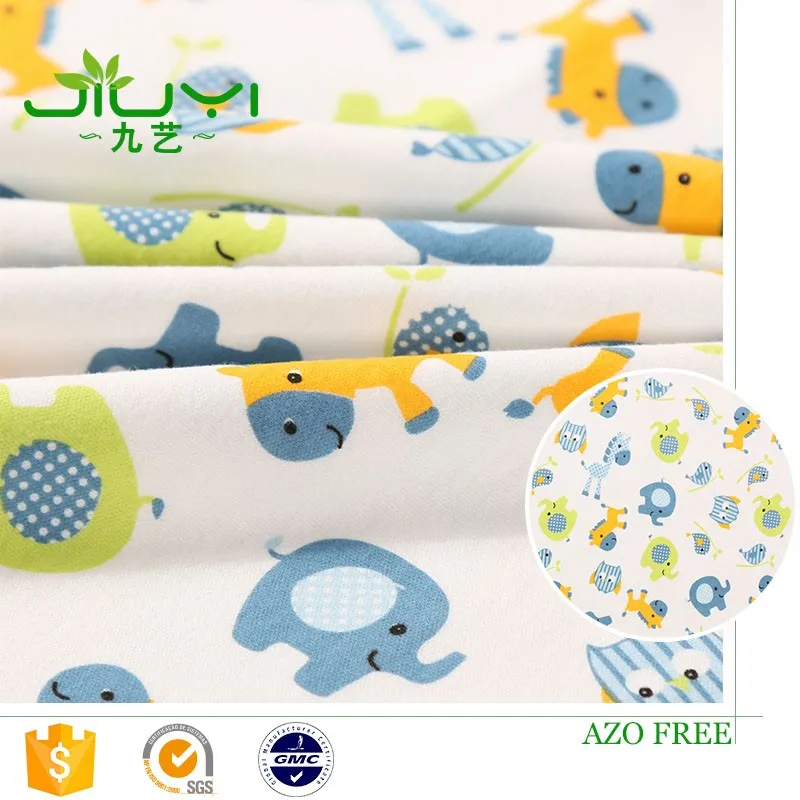 Wholesale 100% cotton interlock cheap custom elephant animal pictures print baby wear fabric