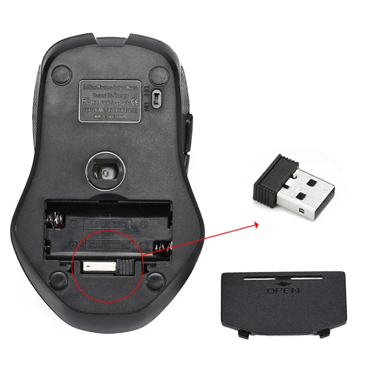 Laptop 2.4Ghz wireless optical mouse with usb receiver 6 Buttons, 3 Adjustable DPI 1000/1200/1600 for Laptop / PC