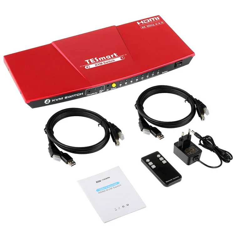 4-Port HDMI Multimedia KVM Switch with Audio, USB 2.0 Hub and HDMI KVM Switch 4K