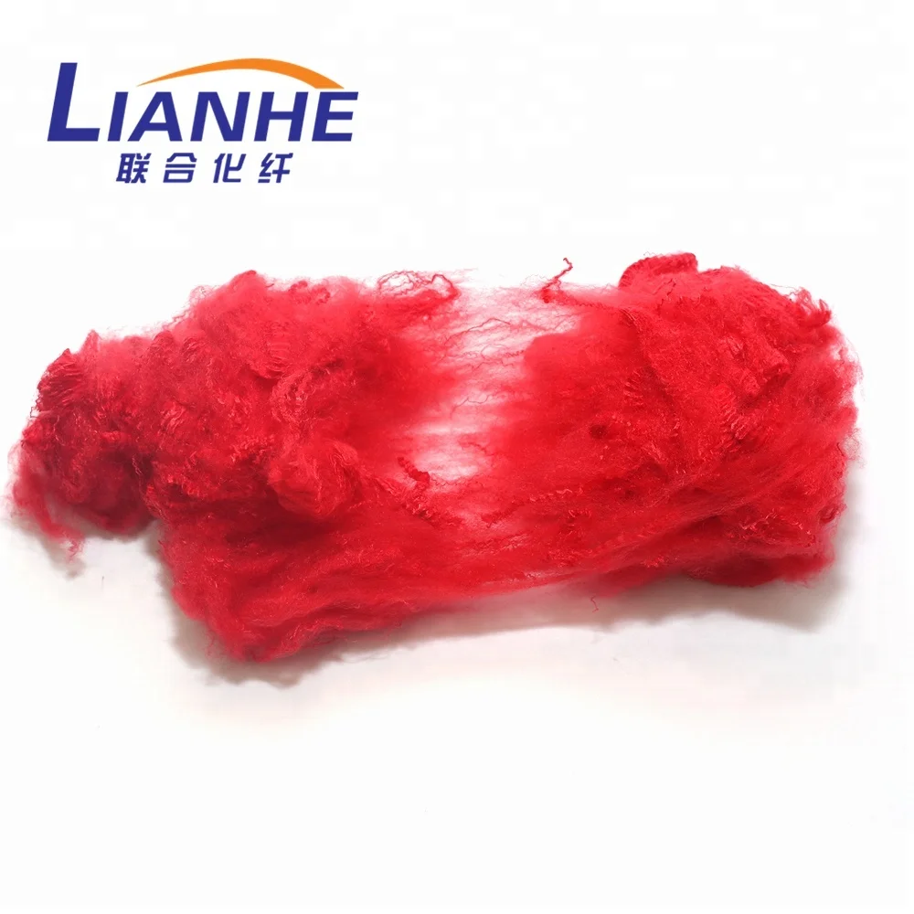 Recycled Dope Dyed Red Color Polyester Staple Fiber 3D 32MM for Fake Fur