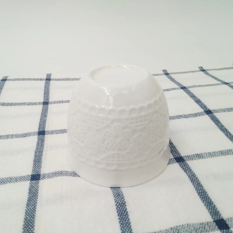Wholesale porcelain decorative embossed design tea ceramic cawa cup