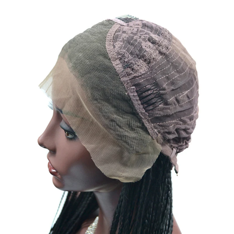 
Natural Black Braid Wigs Wholesale Heat Resistant Fiber Lace Front Wigs High Quality Synthetic Lace Front Braided Wig 