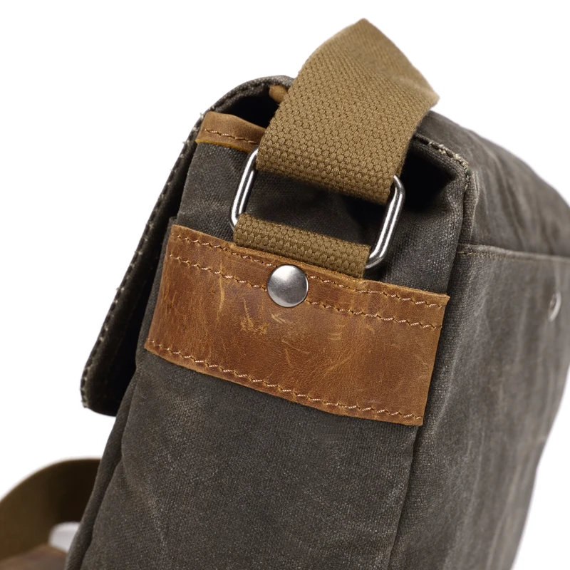 Оптовая продажа, сумка-мессенджер из вощеной ткани и натуральной кожи, повседневные сумки для фотокамеры в стиле ретро