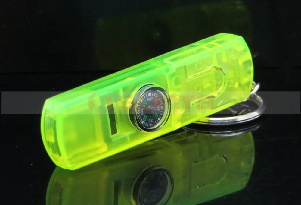 Colorful Flashing LED Light Camping Hiking Survival Whistle Lights With Compass