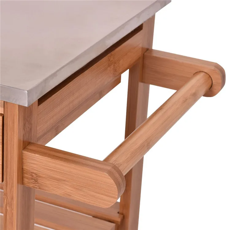 Hot Selling Wholesale Multiple Size Home Furniture Food Delivery Car Dining Bamboo Kitchen Trolley