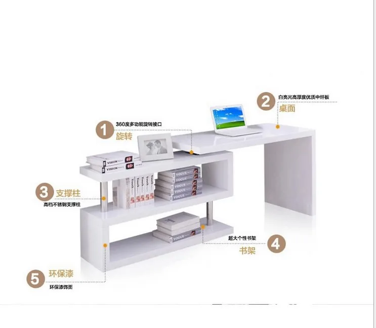 
Extension 360 degree rotary computer desk study table for student office desk with shelf 