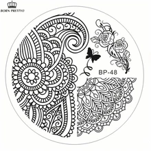 Nascidos bastante padrões Arabesque & Peony prego imagem Art Stamping Template placa imagem BP48